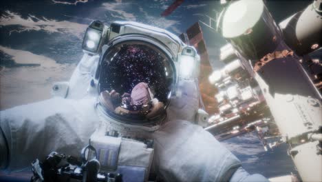 Astronauta-En-La-Caminata-Espacial.-Elementos-De-Esta-Imagen-Proporcionados-Por-La-Nasa